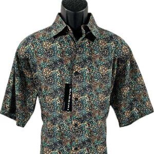 Bassiri Men's Casual Shirt Teal Beige Black Brown Charcoal Khaki Short Sleeves